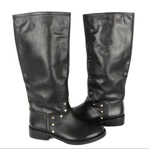 Love Moschino Size 39 EU/9 US Black Pebbled Hearts